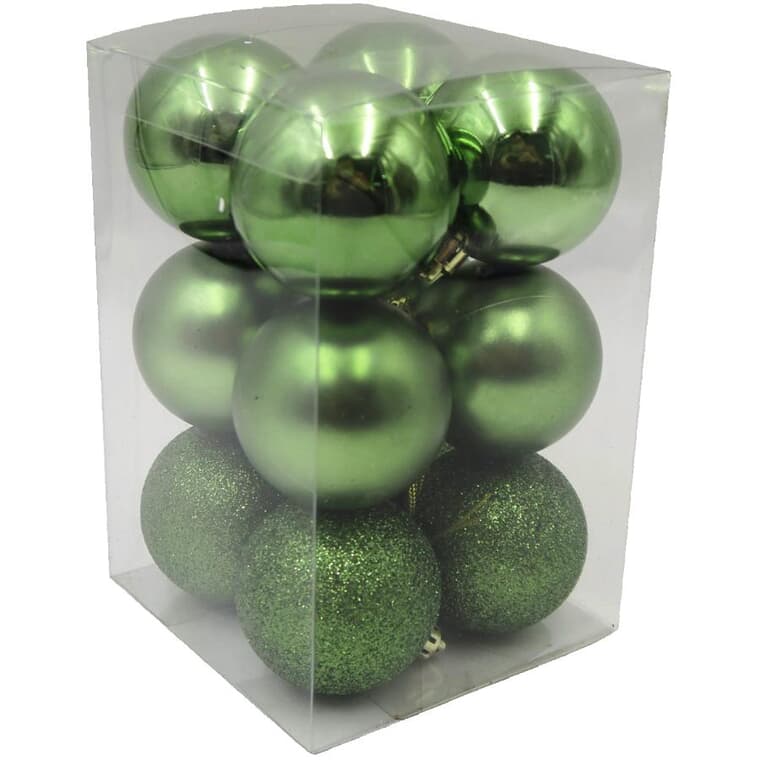 Paquet de 12 décorations de 60 mm en plastique, vert