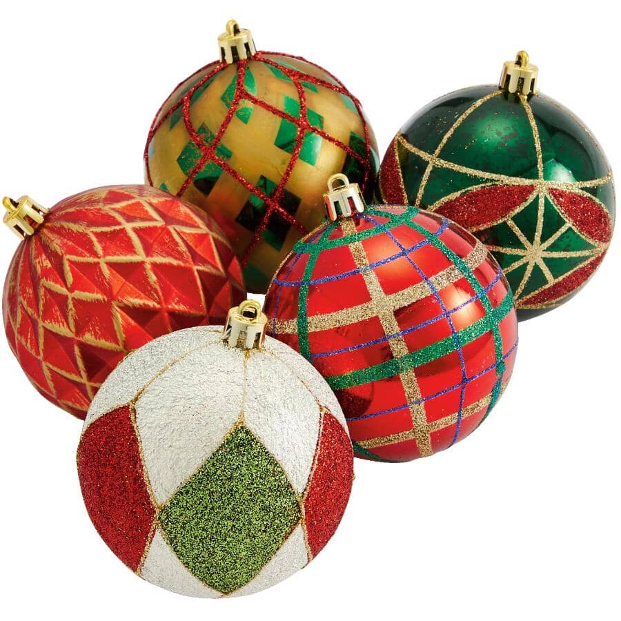 INSTYLE HOLIDAY:Timeless Christmas Plastic Ornament Set - 20 Pack