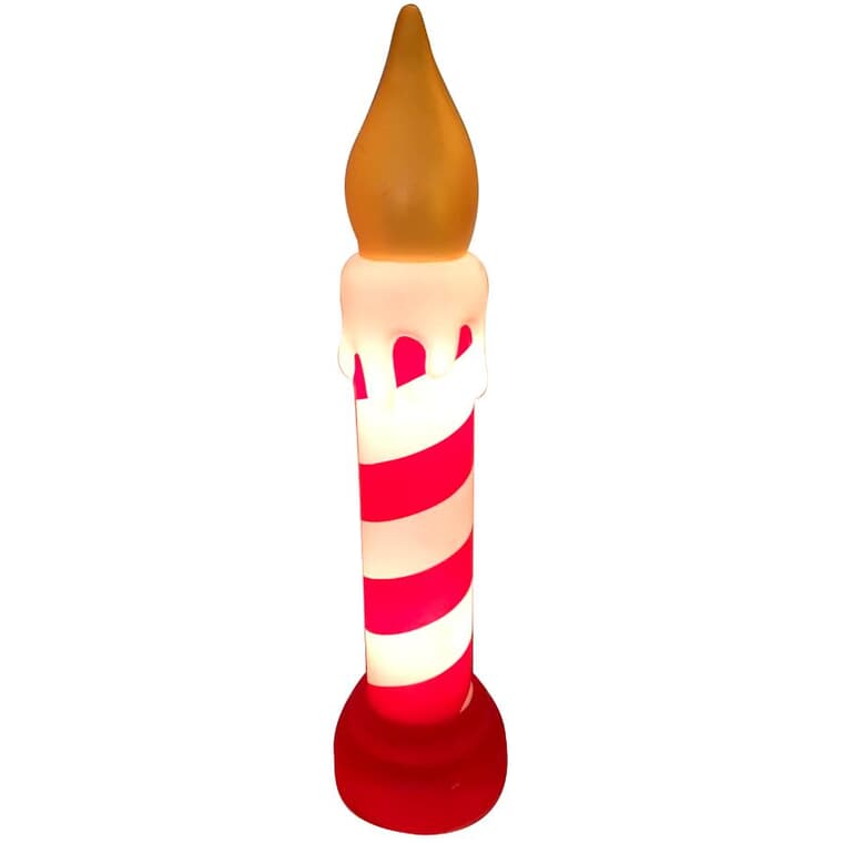 42" Lit Candle Blow Mould - Red & White Stripes