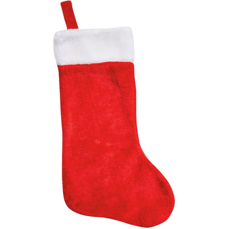 24" Plush Red Christmas Stocking, with Hanging Loop
