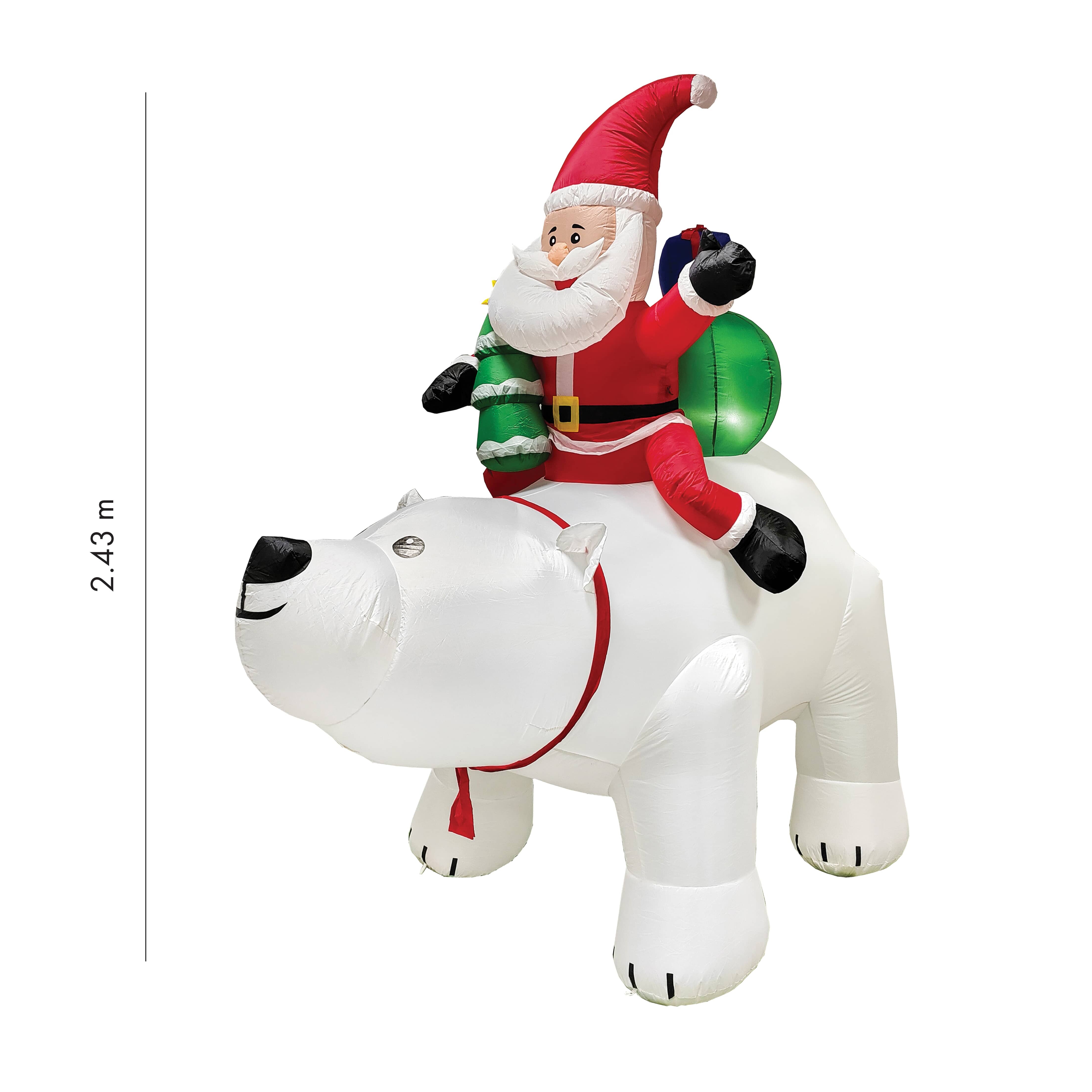 DANSON DECOR 7.9' Santa Riding a Polar Bear Airblown Inflatable Figure ...