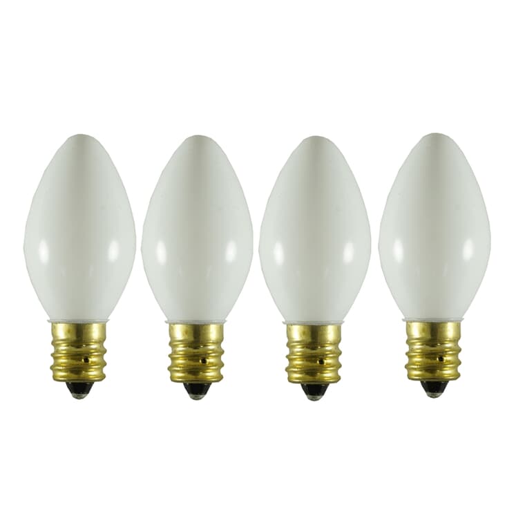 Indoor/Outdoor C7 Incandescent Glow Bulbs - White, 4 Pack