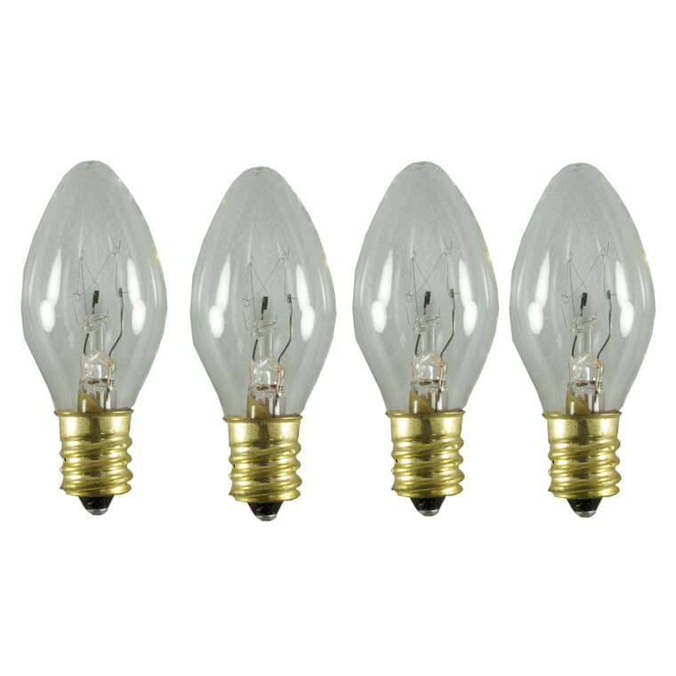 Ampoules incandescentes C7 pour l'intérieur ou l'extérieur, transparent, paquet de 4