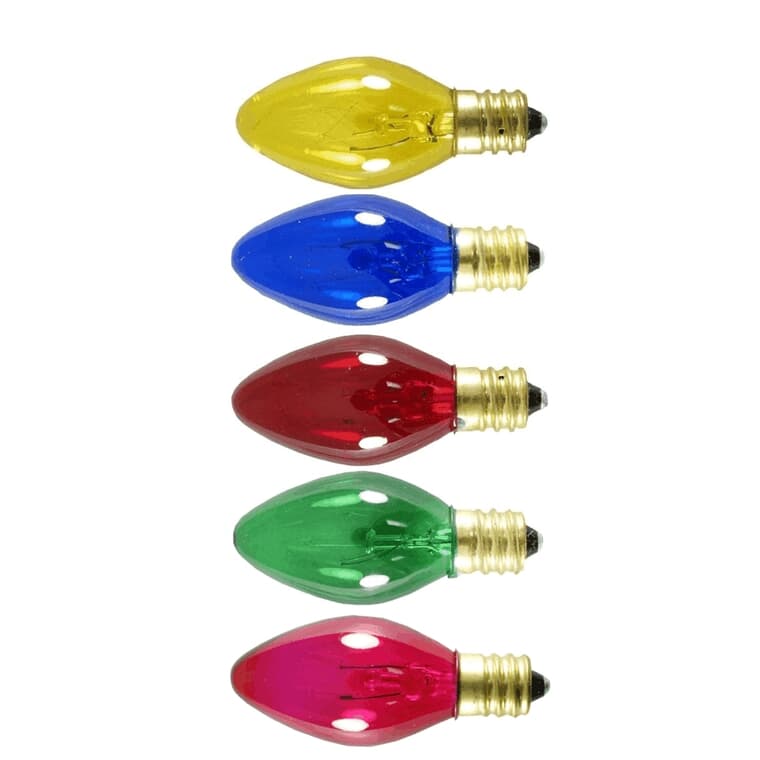 Ampoules incandescentes C7 pour l'intérieur ou l'extérieur, multicolore, paquet de 25