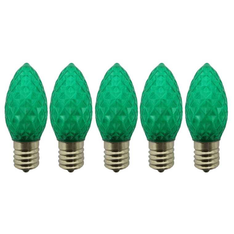 Ampoules à DEL C9 à silhouette rétrocompatible, vert, paquet de 5