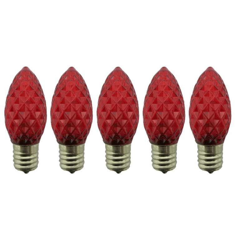 Retrofit C9 LED Bulbs - Red, 5 Pack