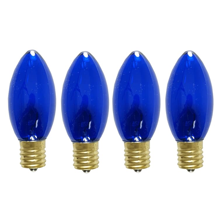 Ampoules incandescentes C9 pour l'intérieur ou l'extérieur, bleu, paquet de 4