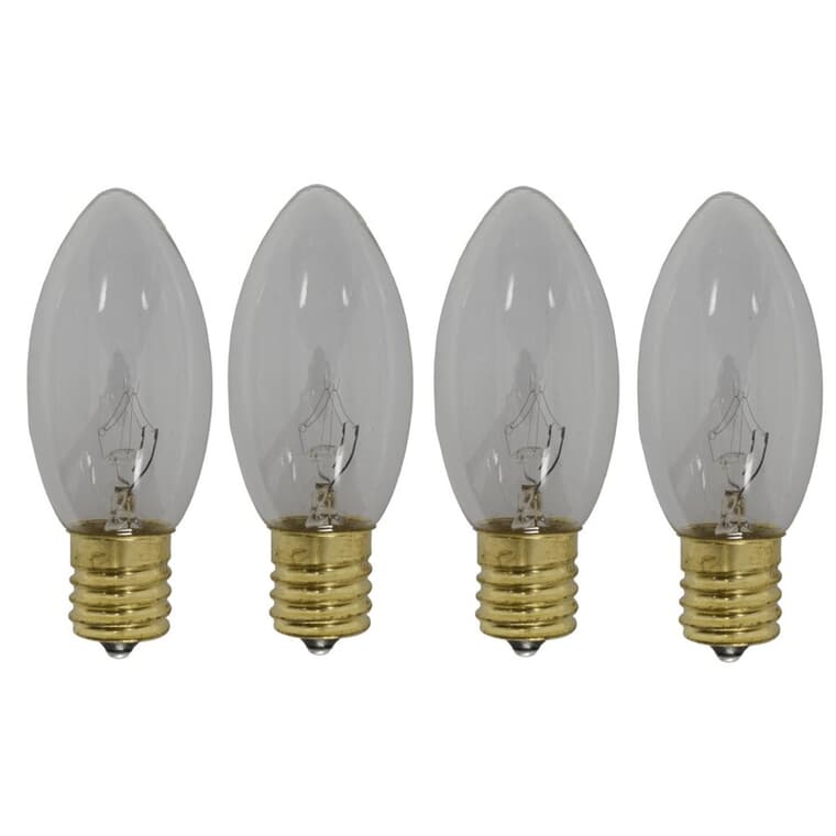 Ampoules incandescentes C9 pour l'intérieur ou l'extérieur, transparent, paquet de 4
