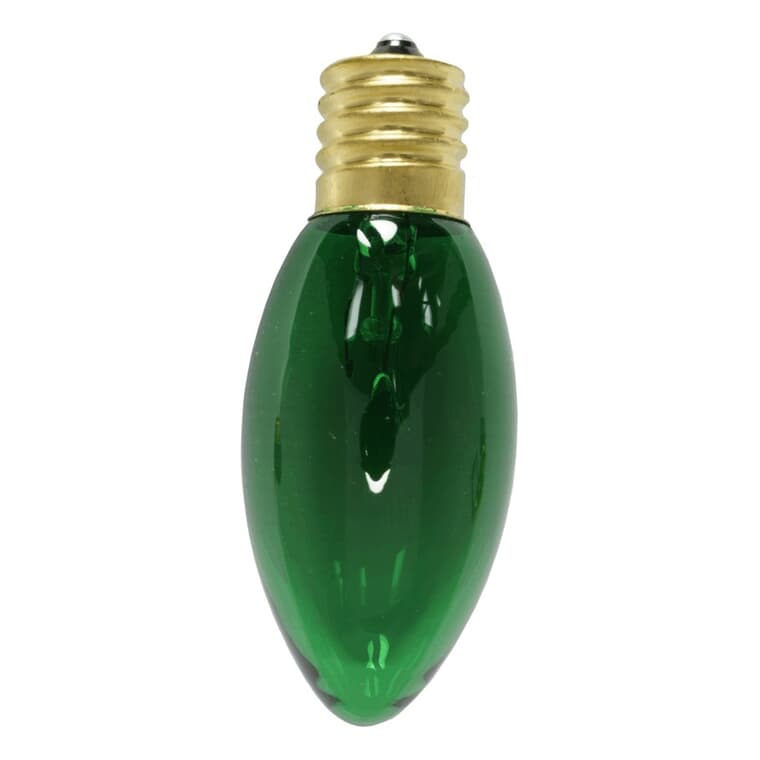 Ampoules incandescentes C9 pour l'intérieur ou l'extérieur, vert, paquet de 25