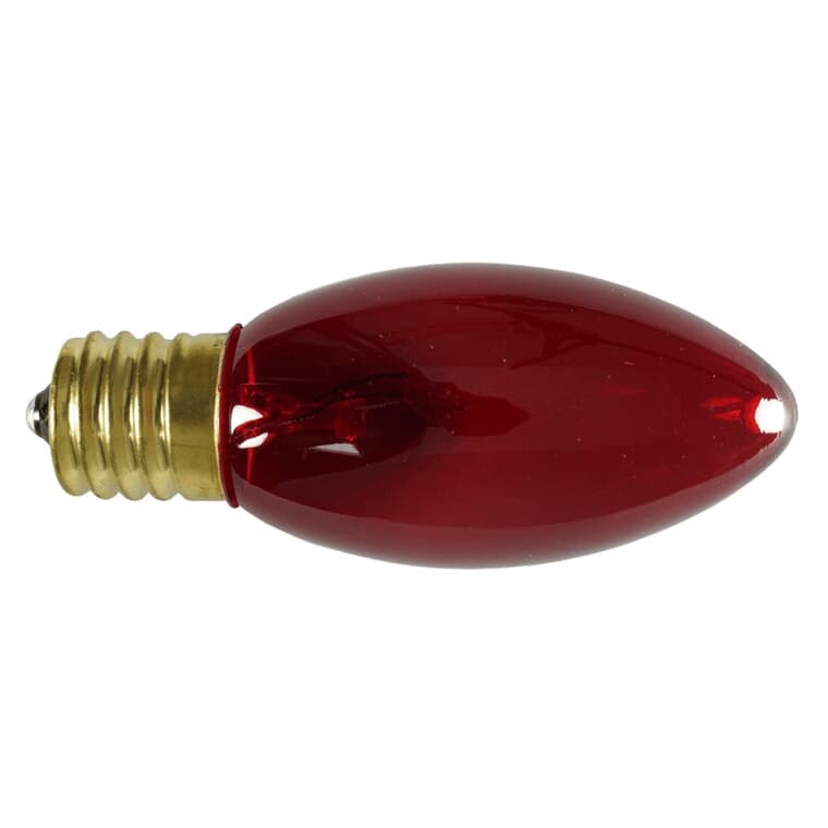 Ampoules incandescentes C9 pour l'intérieur ou l'extérieur, rouge, paquet de 25