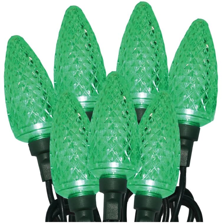Jeu de lumière C9 sur fil vert, vert, 25 lumières à DEL