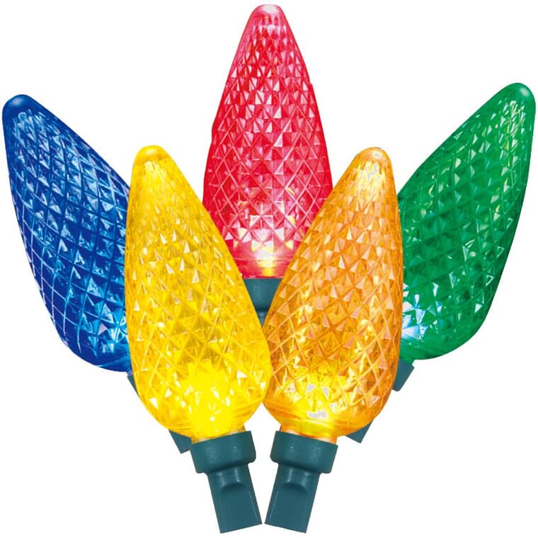 C9 Light Set with Green Wire - Multi-Colour, 150 LEDs