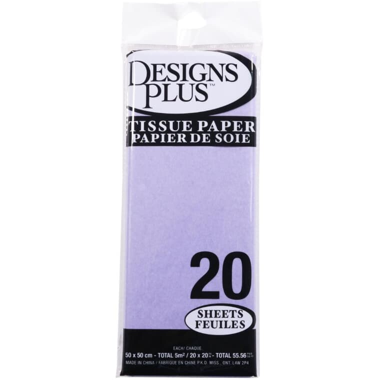 Paquet de 20 feuilles de papier de soie de 20 po x 20 po, lavande