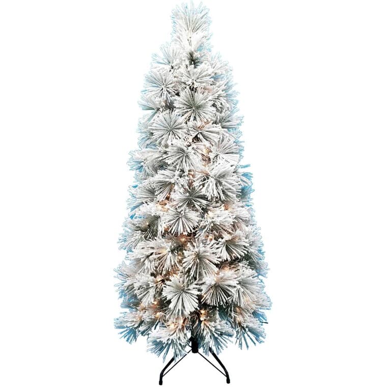 5' Flocked Juneau Christmas Tree - with 300 Clear Lights