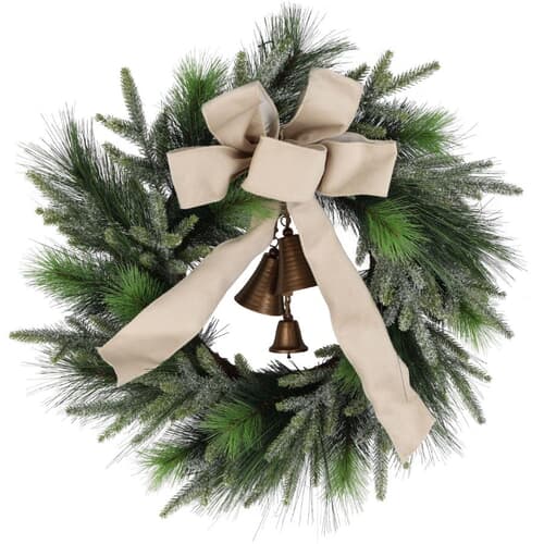 Lot De 4 Mini Couronnes De Noël Artificielles (25 Cm) Avec Ruban Rouge - Décoration Pour Porte, Fenêtre, Armoire, Mariage D'hiver
