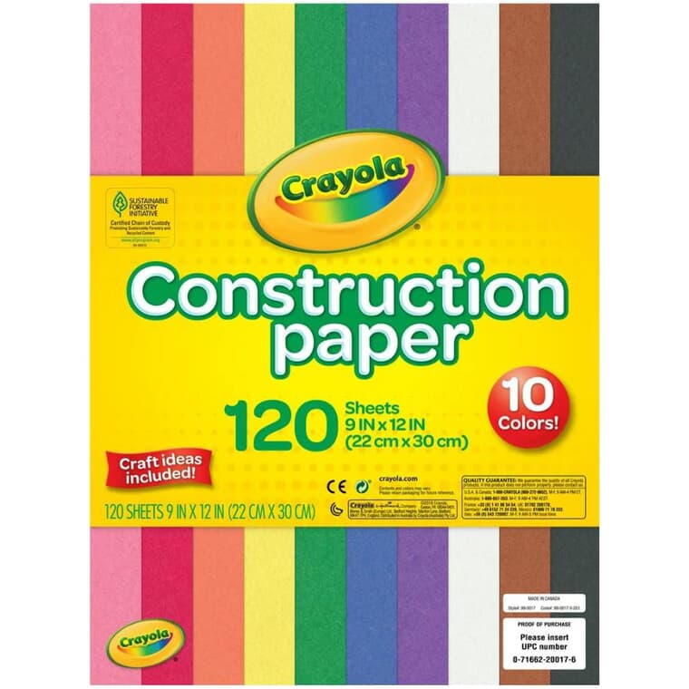 Feuilles de papier de construction, paquet de 120