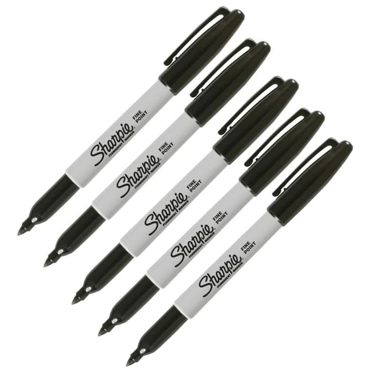 Fine Tip Permanent Markers - Black, 5 Pack