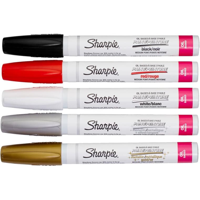 Permanent Paint Markers - Medium Point, 5 Pack