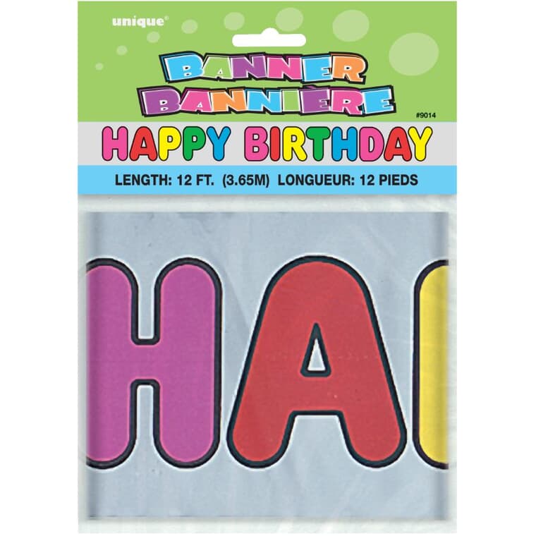 Bannière en aluminium Happy Birthday de 12 pi
