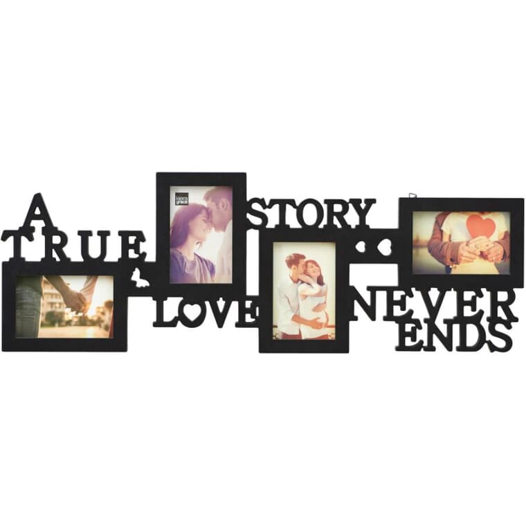 Collage de cadres-photos True Love de 4 po x 6 po, noir