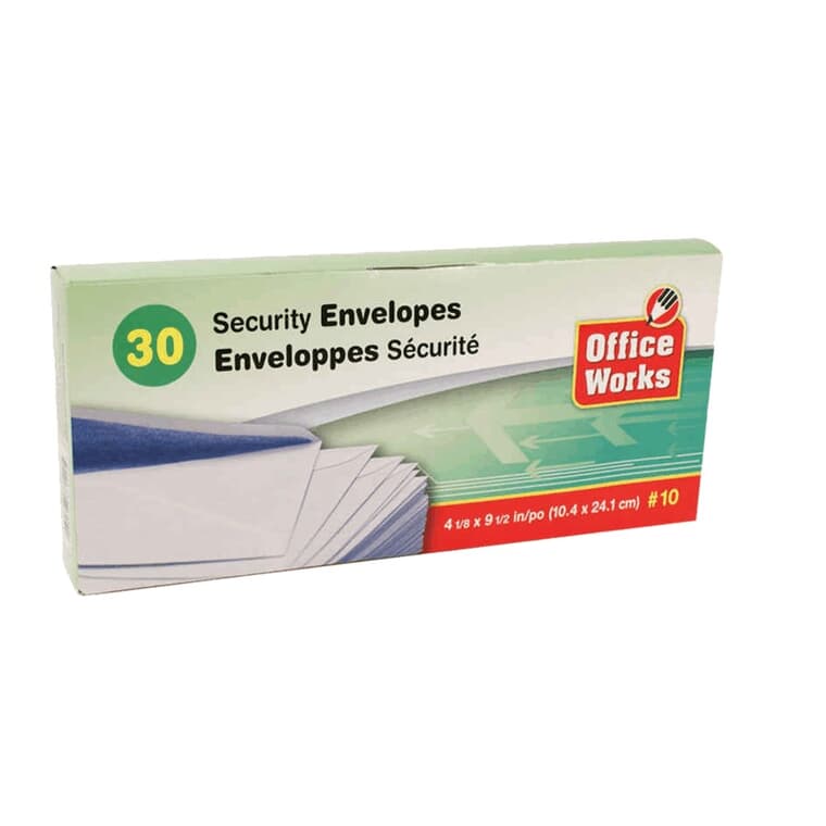 Security Envelopes - #10, 30 Pack