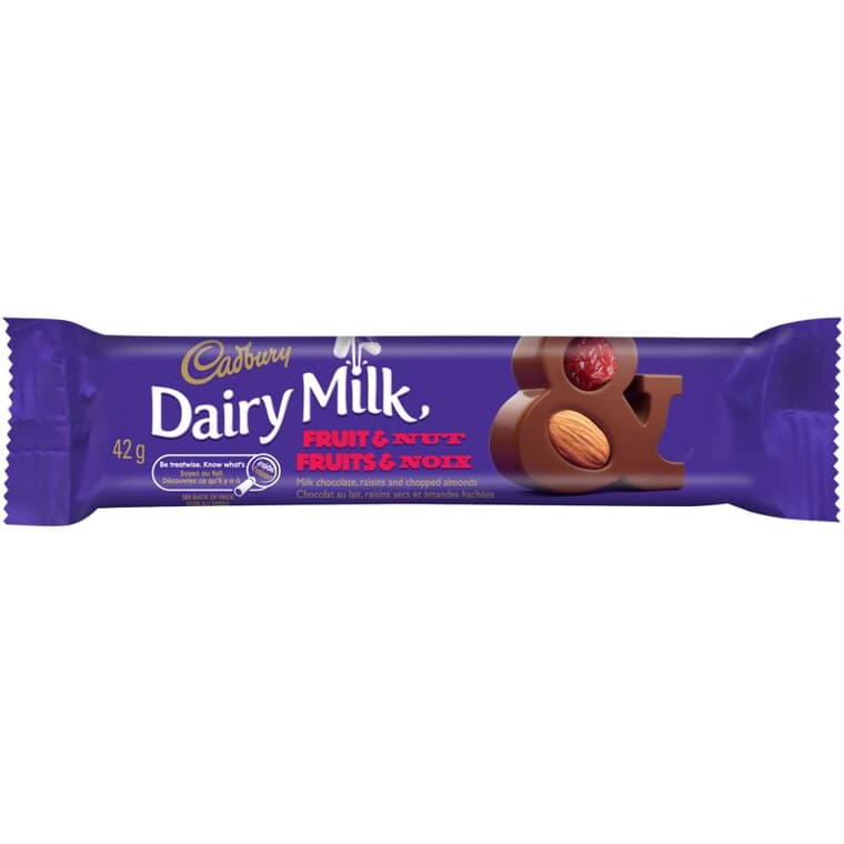 Tablette de chocolat Dairy Milk Fruit and Nut, 42 g
