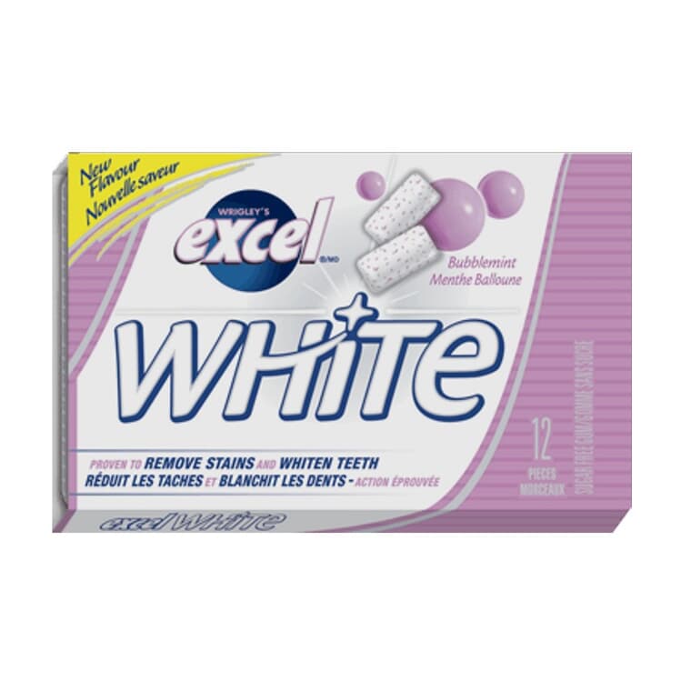 White Bubblemint Gum - 12 Pieces