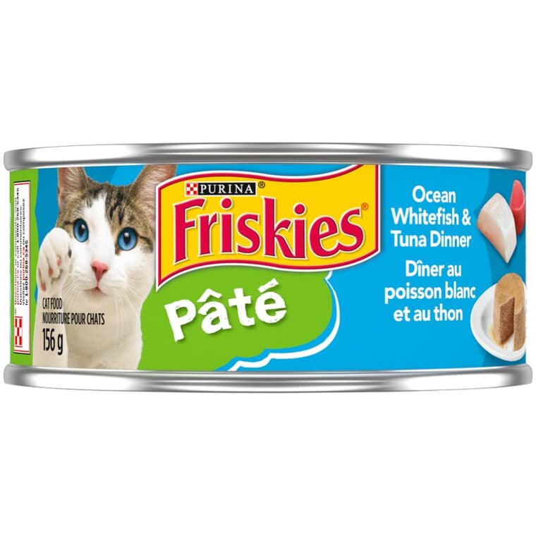 Nourriture humide en pâté pour chats Friskies, dîner au poisson blanc et au thon, 156 g