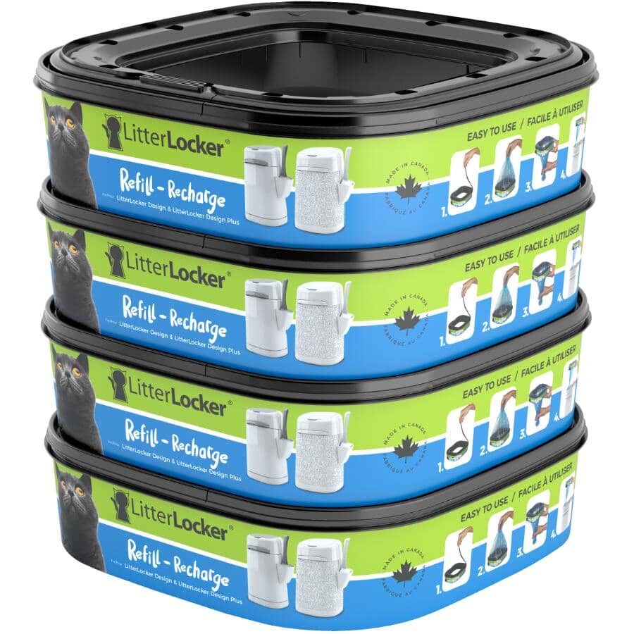 LITTERLOCKER DESIGN:Paquet de 4 recharges carrées hygiéniques pour litière