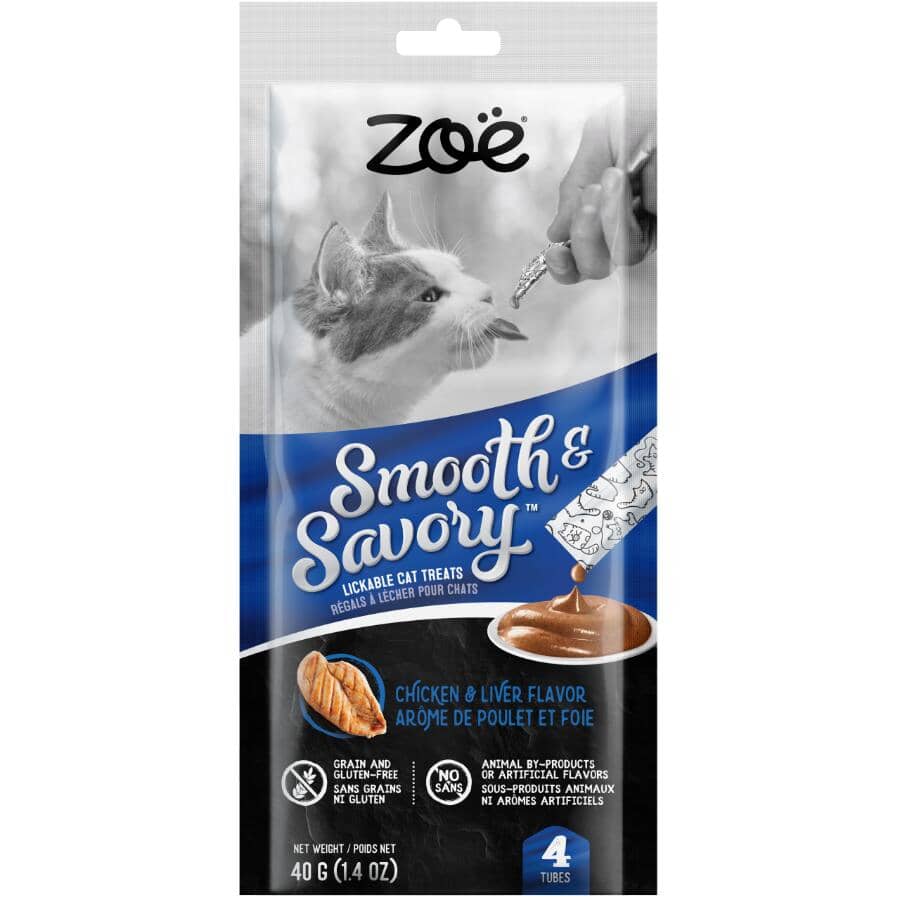 ZOE:Smooth & Savoury Lickable Cat Treats - Chicken & Liver, 4 Tubes
