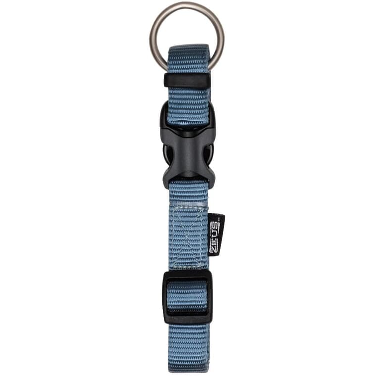 Adjustable Nylon Dog Collar - Denim Blue, Large