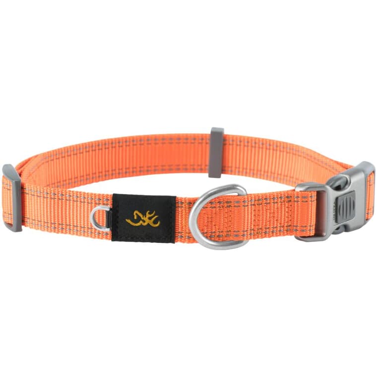 18-28" x 1" Large Safety Orange Polyester Webbing Dog Collar