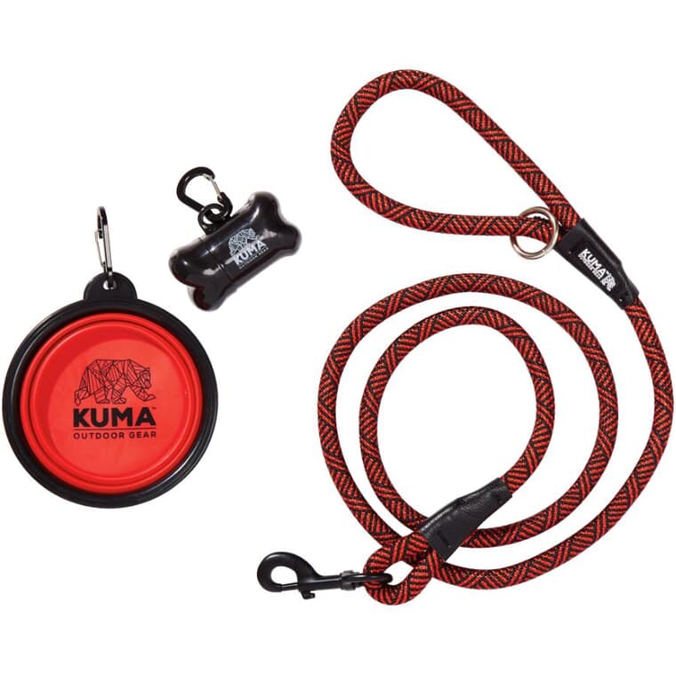 3-in-1 Dog Leash - Red and Black