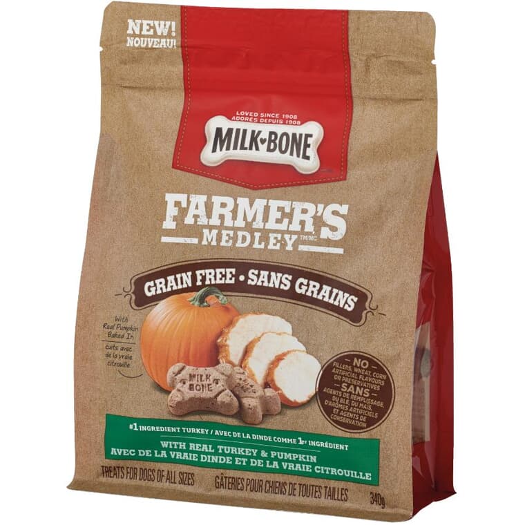 Grain Free Dog Biscuits - Turkey & Pumpkin, 340 g