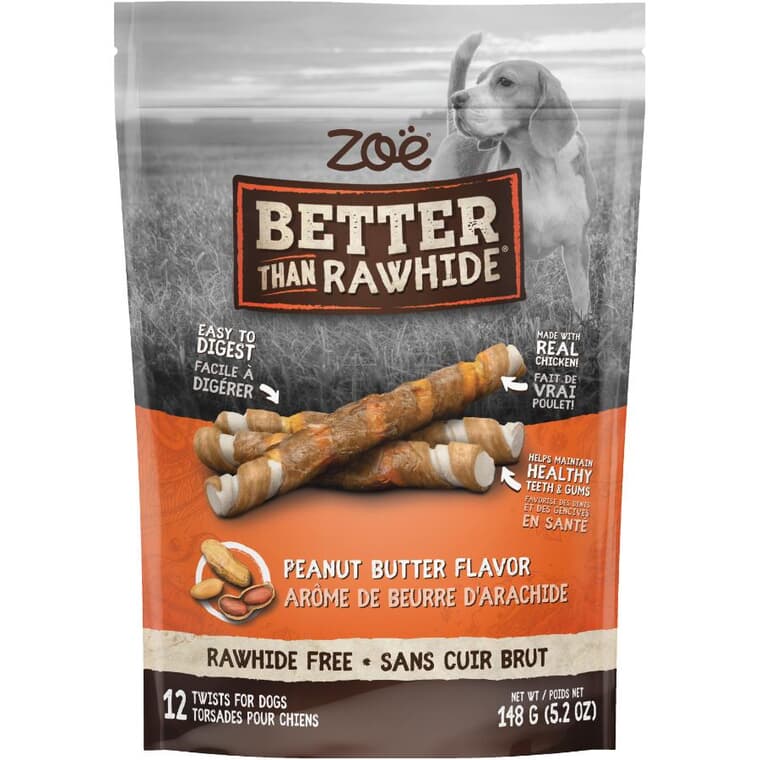 Better Than Rawhide Twists - Peanut Butter, 12 Pack