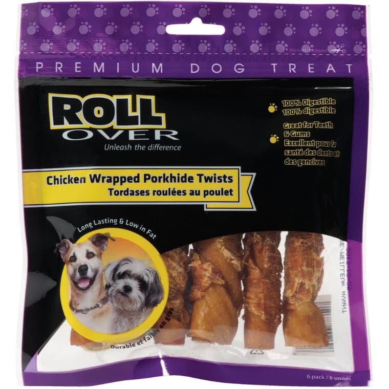 Chicken Wrapped Porkhide Twists - 6 Pack