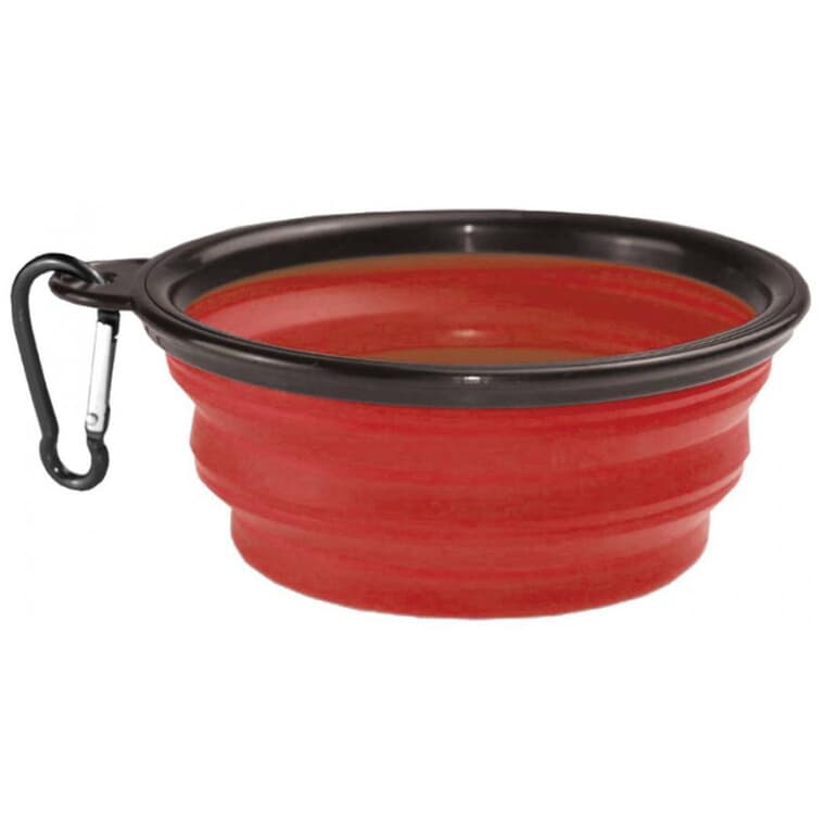 Collapsible Silicone Dog Dish - 34 oz, Red and Black