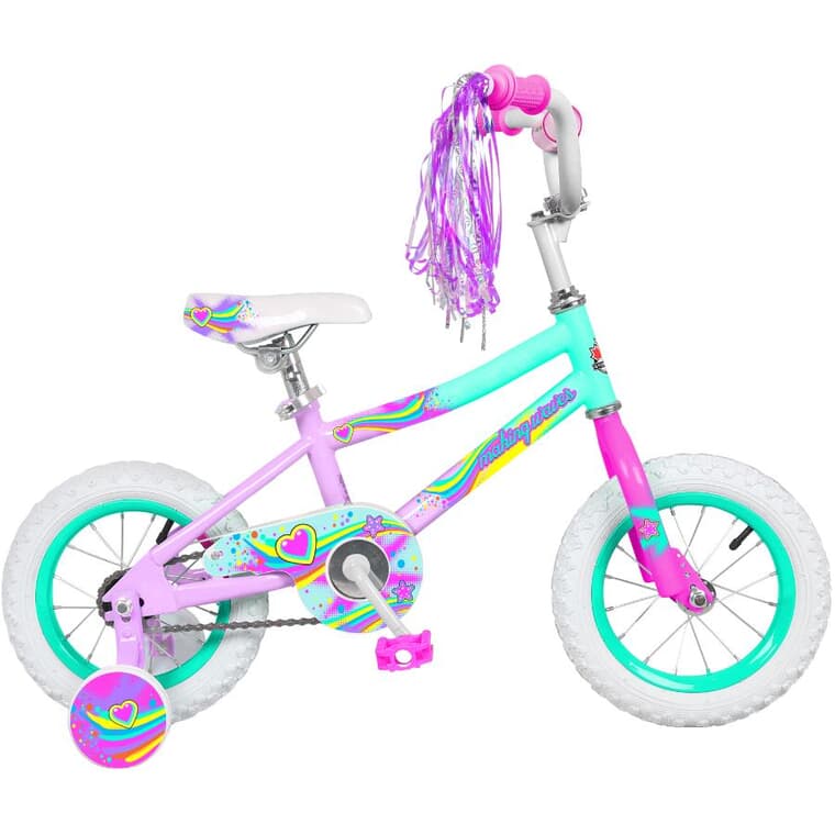 Vélo pour filles Making Waves de 12 po, violet, sarcelle et blanc