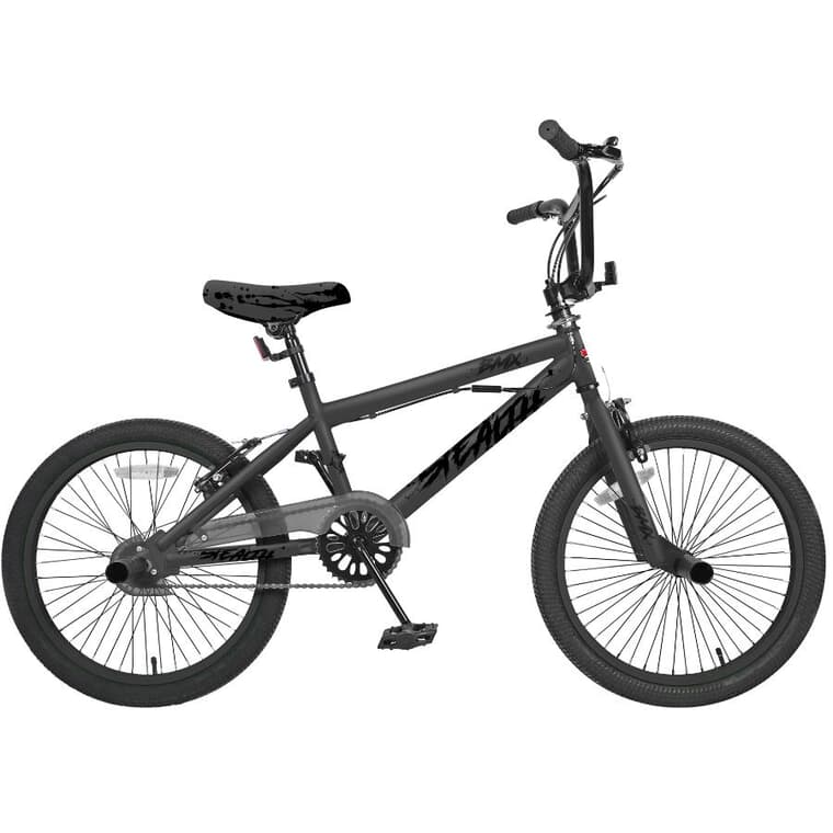 Vélo BMX Stealth pour garçons, noir, 20 po