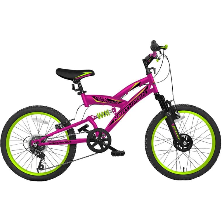 Vélo pour filles North Point de 20 po, avec amortisseurs doubles, rose et noir