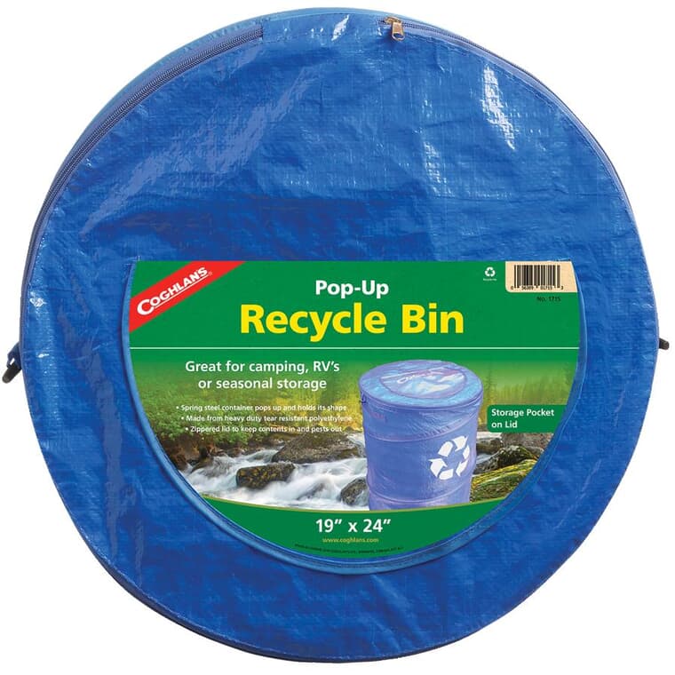 Bac de recyclage escamotable bleu de 18 po x 24 po