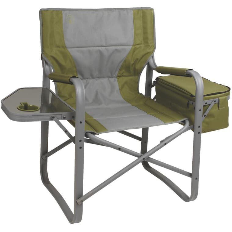 Chaise de camping en aluminium, style directeur avec table latérale et glacière