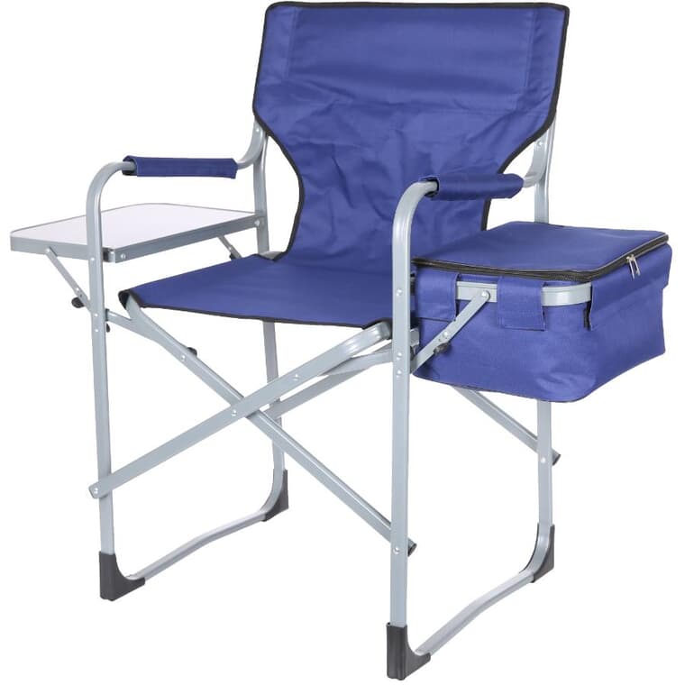 Chaise de camping en aluminium, style directeur avec table latérale et glacière