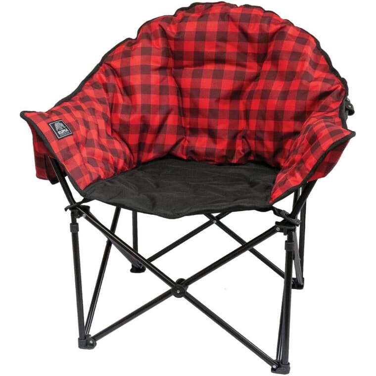 Chaise de camping Lazy Bear pour adultes, carreaux rouges et noirs