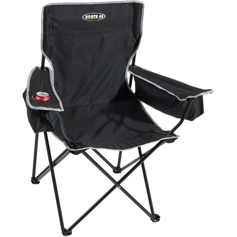 Black Camping Chair, with Beverage Holder