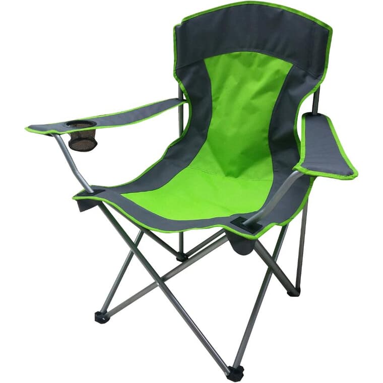 Chaise de camping pour adulte, vert et gris