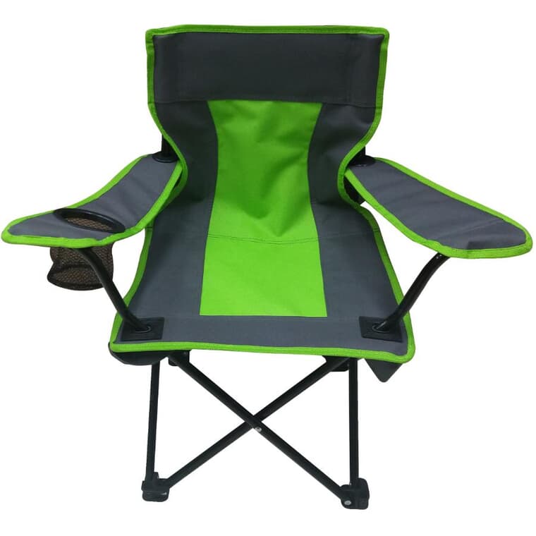 Chaise de camping pour enfant, vert et gris