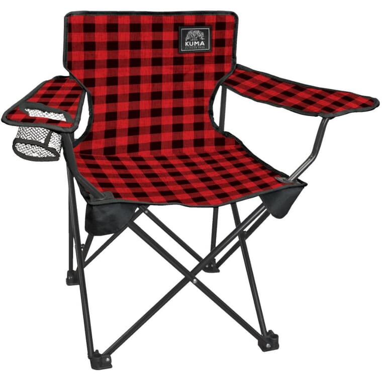 Chaise de camping pour enfants à carreaux, rouge/noir