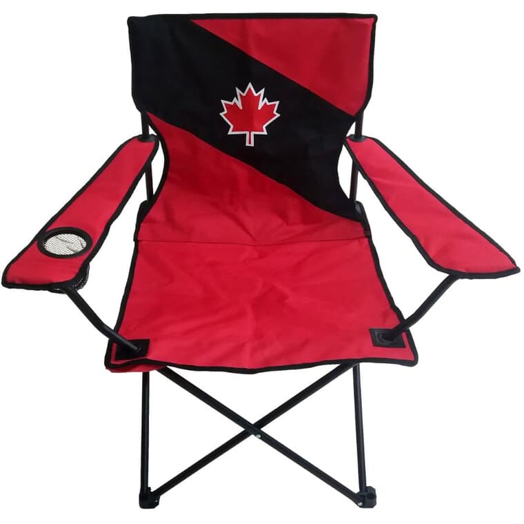 Chaise de camping de la fête du Canada pour enfants, rouge/noir