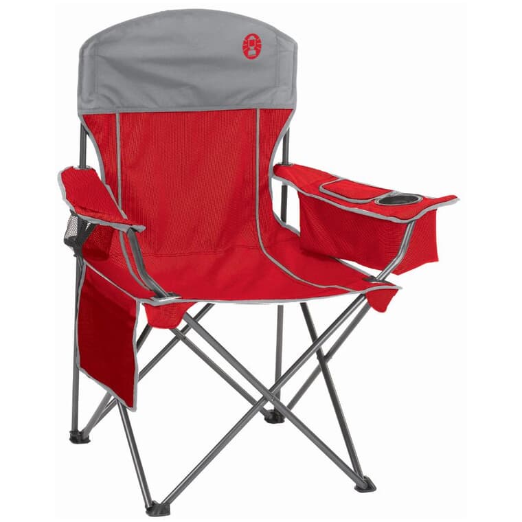 Red/Grey Oversized Quad Camping Chair, with Cooler
